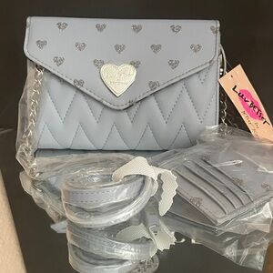 NWT Betsy Johnson Quilted Heart Crossbody Bag